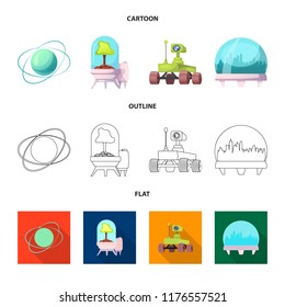 Isolated object of mars and space icon. Set of mars and planet vector icon for stock.