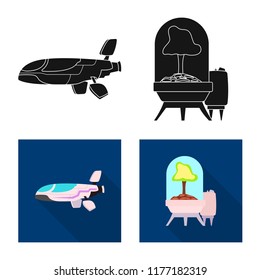 Isolated object of mars and space icon. Set of mars and planet stock vector illustration.