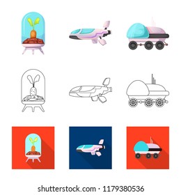 Isolated object of mars and space icon. Set of mars and planet stock symbol for web.