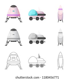 Isolated object of mars and space icon. Set of mars and planet stock vector illustration.