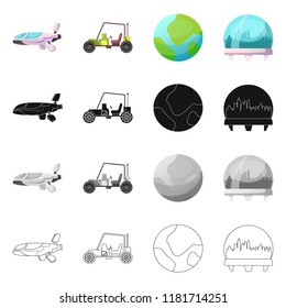 Isolated object of mars and space icon. Set of mars and planet vector icon for stock.