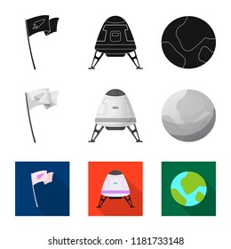 Isolated object of mars and space icon. Collection of mars and planet vector icon for stock.