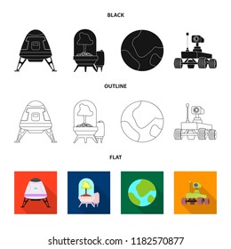 Isolated object of mars and space icon. Collection of mars and planet vector icon for stock.