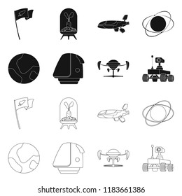Isolated object of mars and space icon. Collection of mars and planet stock vector illustration.