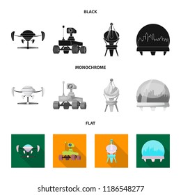 Isolated object of mars and space icon. Collection of mars and planet vector icon for stock.