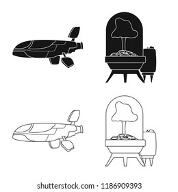 Isolated object of mars and space icon. Collection of mars and planet stock symbol for web.