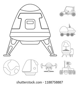 Isolated object of mars and space icon. Collection of mars and planet stock symbol for web.
