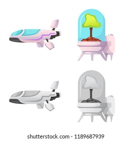 Isolated object of mars and space icon. Set of mars and planet stock vector illustration.