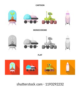 Isolated object of mars and space icon. Collection of mars and planet vector icon for stock.