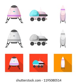 Isolated object of mars and space icon. Set of mars and planet stock vector illustration.