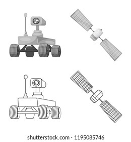 Isolated object of mars and space icon. Set of mars and planet stock symbol for web.
