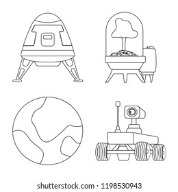Isolated object of mars and space icon. Set of mars and planet stock vector illustration.
