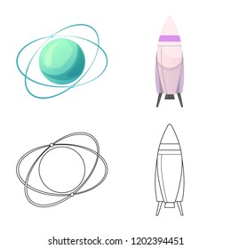 Isolated object of mars and space icon. Set of mars and planet vector icon for stock.