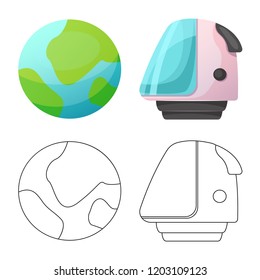 Isolated object of mars and space icon. Set of mars and planet stock vector illustration.