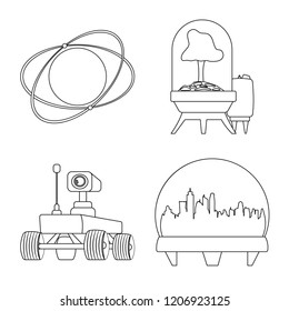 Isolated object of mars and space icon. Collection of mars and planet stock vector illustration.