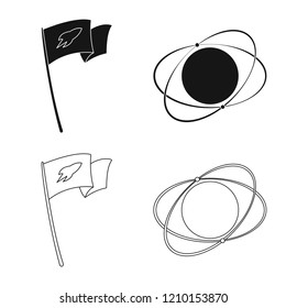 Isolated object of mars and space icon. Collection of mars and planet stock vector illustration.