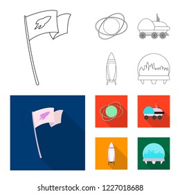 Isolated object of mars and space icon. Collection of mars and planet vector icon for stock.