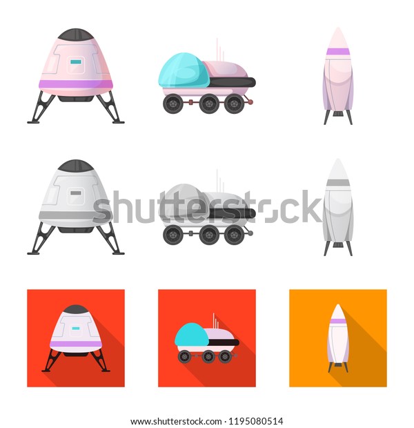 Isolated object of mars and space icon. Set\
of mars and planet stock vector\
illustration.