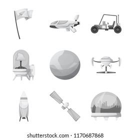 Isolated object of mars and space logo. Set of mars and planet stock vector illustration.