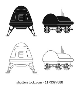 Isolated object of mars and space logo. Collection of mars and planet vector icon for stock.