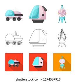 Isolated object of mars and space logo. Collection of mars and planet stock vector illustration.