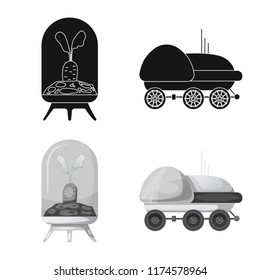 Isolated object of mars and space logo. Collection of mars and planet vector icon for stock.