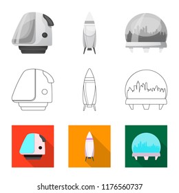 Isolated object of mars and space logo. Collection of mars and planet stock vector illustration.
