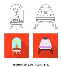 Isolated object of mars and space logo. Set of mars and planet stock vector illustration.