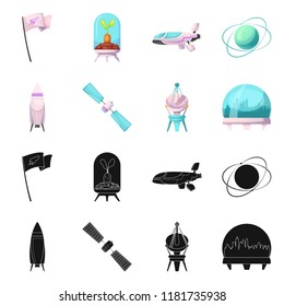 Isolated object of mars and space logo. Collection of mars and planet vector icon for stock.