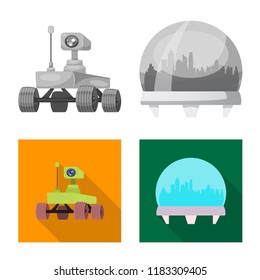 Isolated object of mars and space logo. Set of mars and planet stock symbol for web.