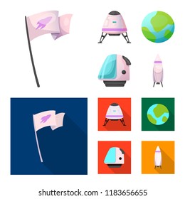 Isolated object of mars and space logo. Set of mars and planet vector icon for stock.