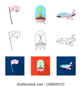 Isolated object of mars and space logo. Set of mars and planet vector icon for stock.