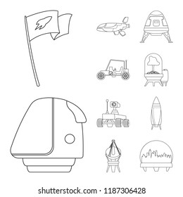 Isolated object of mars and space logo. Collection of mars and planet stock vector illustration.