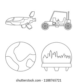 Isolated object of mars and space logo. Set of mars and planet vector icon for stock.
