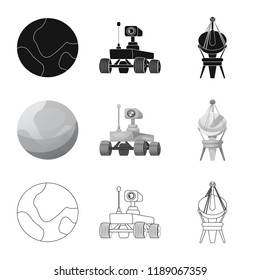 Isolated object of mars and space logo. Collection of mars and planet stock symbol for web.