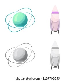 Isolated object of mars and space logo. Collection of mars and planet stock symbol for web.