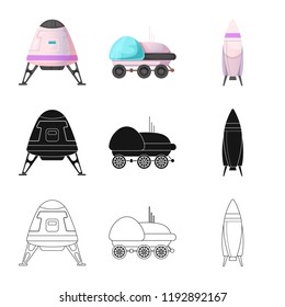 Isolated object of mars and space logo. Collection of mars and planet stock vector illustration.