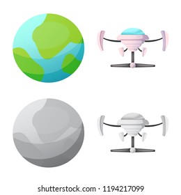 Isolated object of mars and space logo. Collection of mars and planet stock vector illustration.