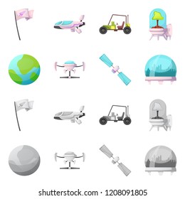 Isolated object of mars and space logo. Set of mars and planet stock vector illustration.