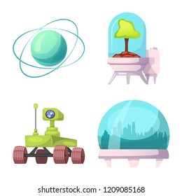 Isolated object of mars and space logo. Set of mars and planet stock symbol for web.