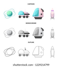 Isolated object of mars and space logo. Collection of mars and planet stock vector illustration.