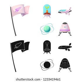 Isolated object of mars and space logo. Collection of mars and planet vector icon for stock.