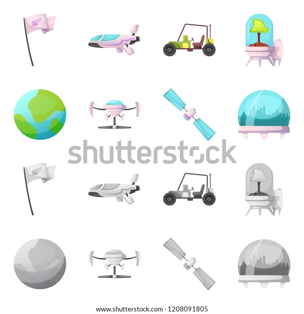 Isolated object of mars and space logo. Set\
of mars and planet stock vector\
illustration.
