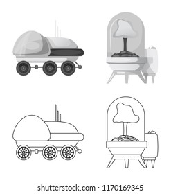 Isolated object of mars and space sign. Set of mars and planet stock symbol for web.