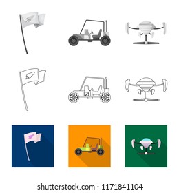 Isolated object of mars and space sign. Set of mars and planet stock symbol for web.