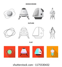 Isolated object of mars and space sign. Collection of mars and planet stock symbol for web.
