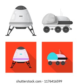 Isolated object of mars and space sign. Collection of mars and planet stock symbol for web.