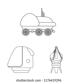 Isolated object of mars and space sign. Set of mars and planet stock symbol for web.