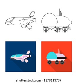 Isolated object of mars and space sign. Collection of mars and planet stock symbol for web.