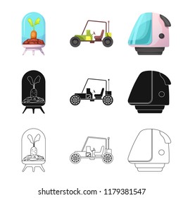 Isolated object of mars and space sign. Set of mars and planet vector icon for stock.